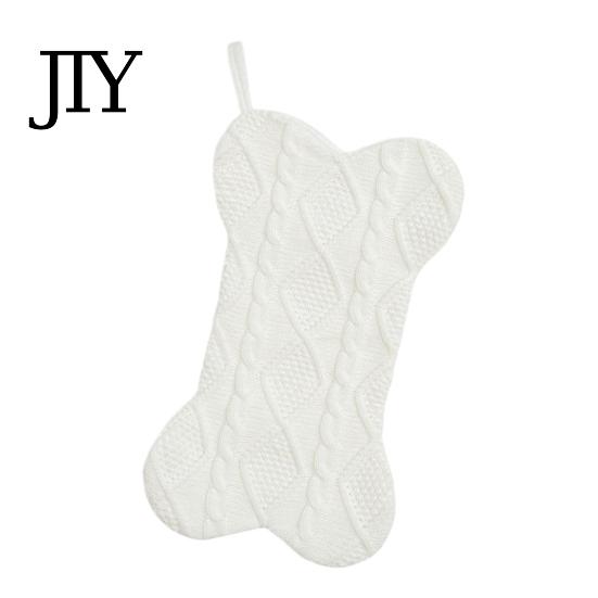 Soft Acrylic Knit Stockings Dog Christmas Stocking, 17 Inch Large Bone Shape Holiday Treasure Hunt Storage Bags Cable Knitted Fireplace Hanging
