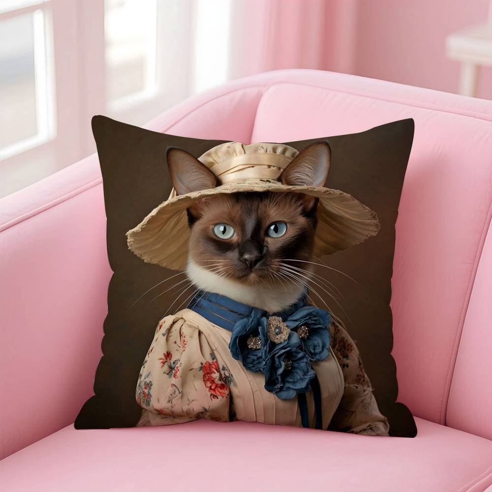Renaissance Royal Cat Funny Pillow Case pattern printing pillowcase living room sofa cushion cover bedroom room decor
