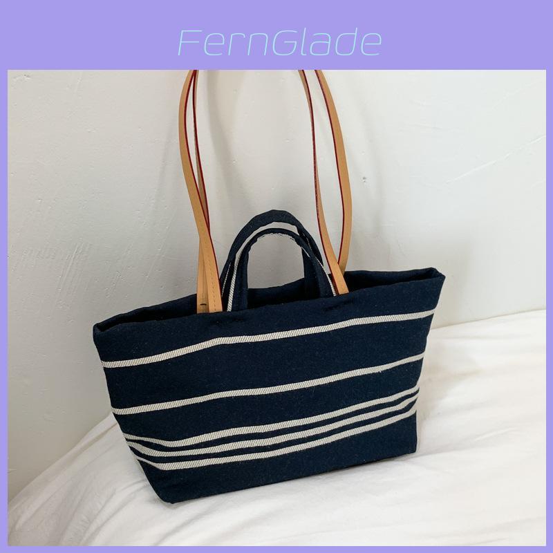 Canvas Bag For Women Large Capacity Summer Casual Style With Top Stitching For Daily Use