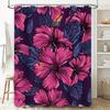Vibrant Hibiscus Shower Curtain Waterproof Fabric Bath Decor in Pink Purple Navy Blue for Home Decoration