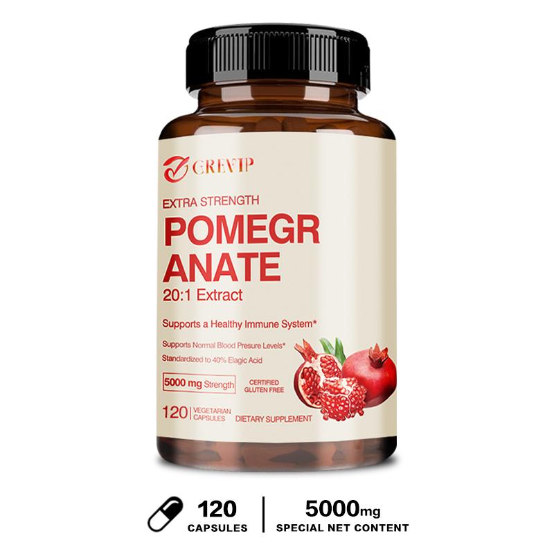 Pomegranate Extract Capsules 120 Count 5000mg — Antioxidant Support, Immune System Health, Daily Wellness