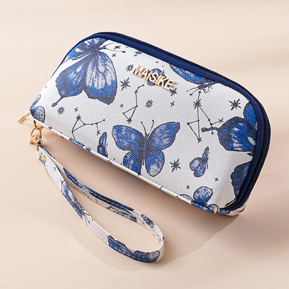 

Credit Card Holder Butterfly Clutch Wallet Jacquard Women Long Purse Casual Flower Handbag Outdoor синий
