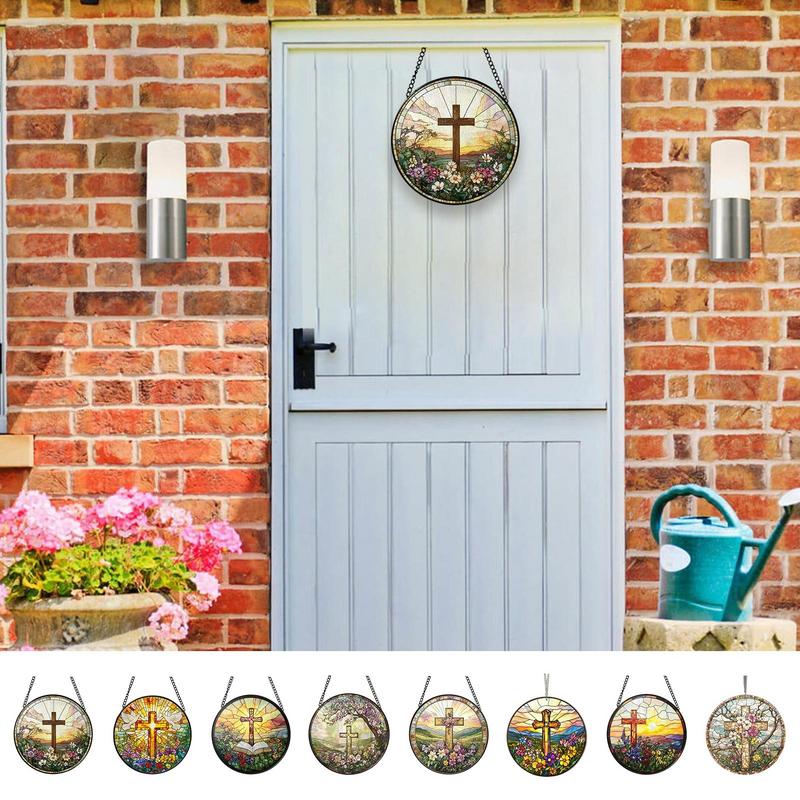 Flower Suncatchers Christian Acrylic Sun Catcher Stained Hangings Religious Home Decoration Flower Design For Window Wall Door