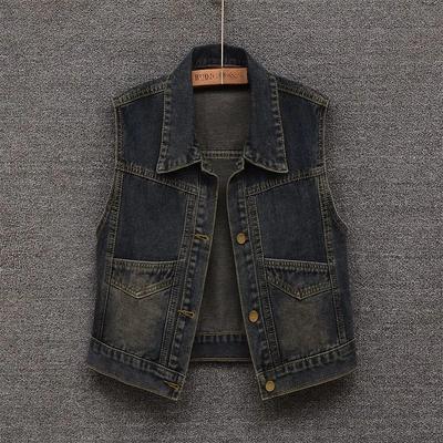 Vestă denim de primăvară și toamnă, vestă fără mâneci, cu buzunar, potrivită pentru toate tipurile de femei