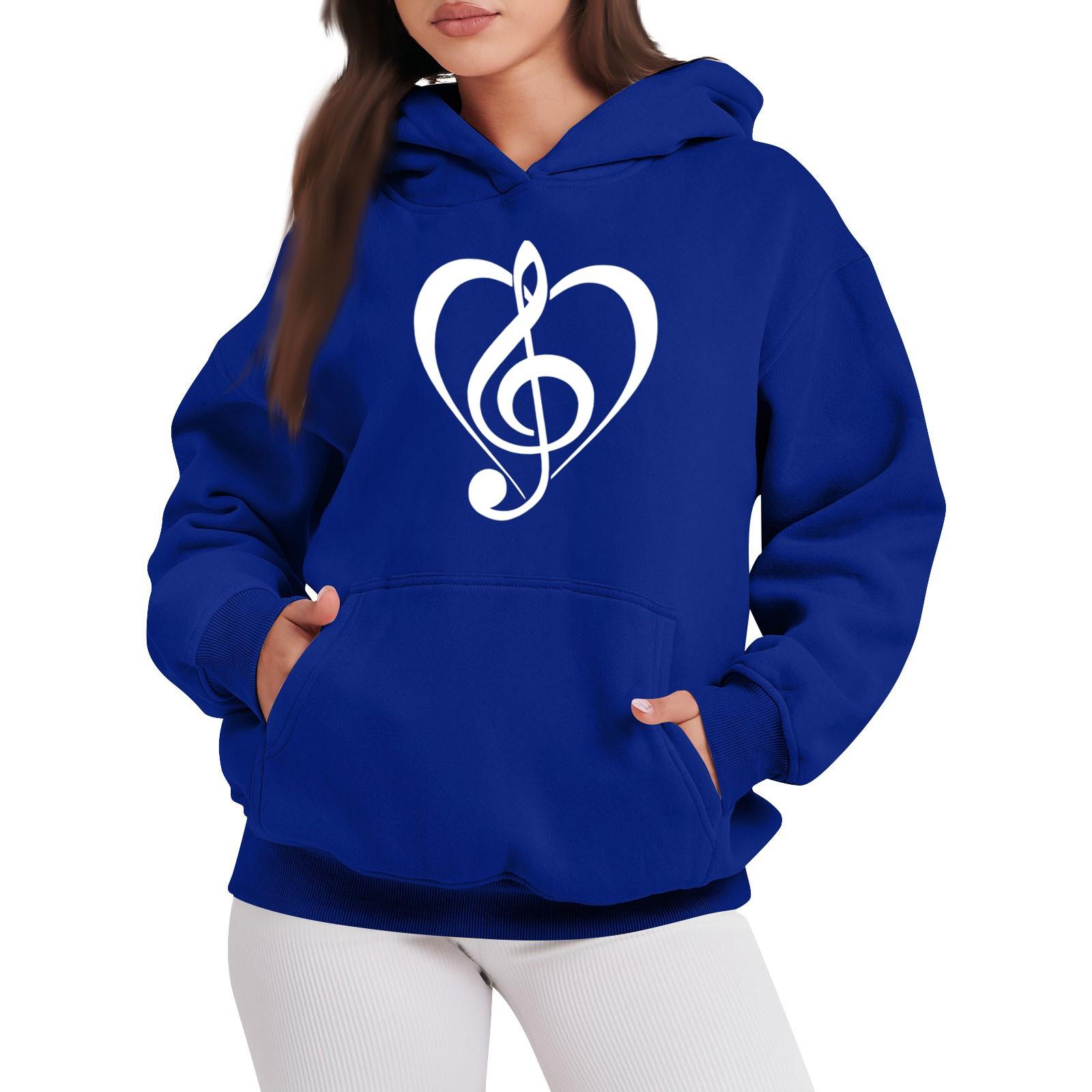 

Женская мода повседневная толстовка с капюшоном с принтом ко Дню святого Валентина с длинными рукавами XL синий