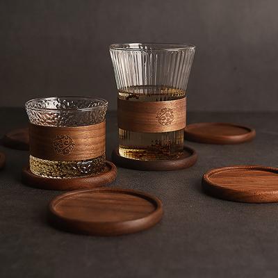 1Pc Wooden Coaster Placemats Tea Coffee Cup Pad Durable Heat Resistant Round Bowl Teapot Mat Insulation Tableware Mug Holder