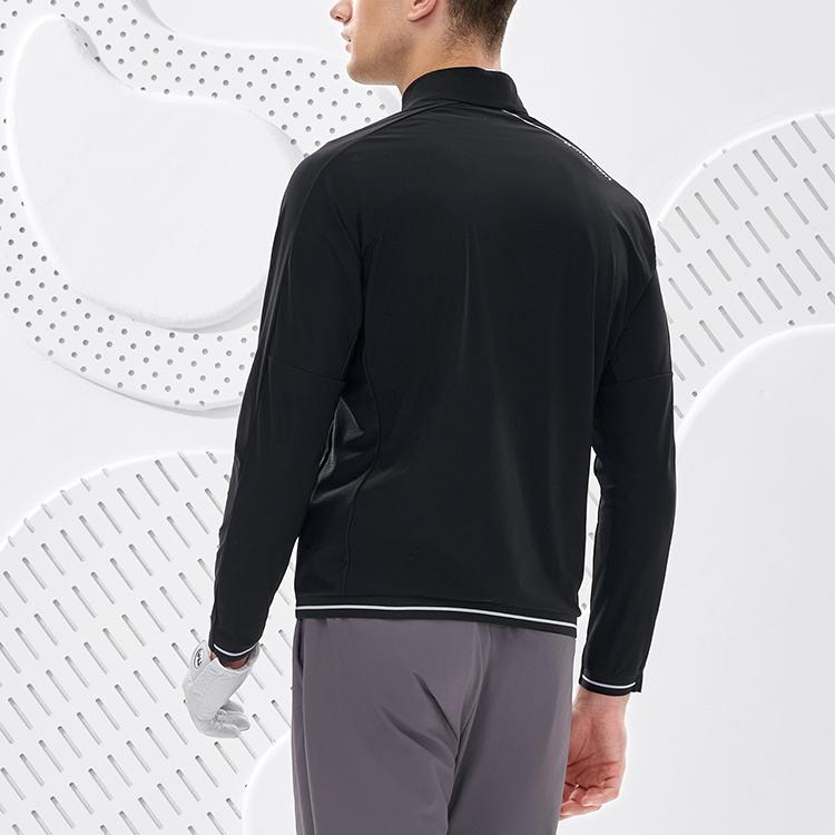 FILA Athletics Golf Outdoor Sports Logo Solid Color Knitted Long Sleeve Jacket Men jackets Deep-Black A11M235502F-BK