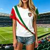 Women's Football Neck Short Sleeve T-Shirt for Soccer Fan