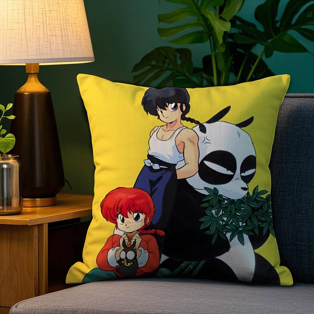 Cartoon RRanma1 2 Pillow Case Sofa Living Room Bedroom Doublesided Printing Square Cushion Nap Time Pillow Case