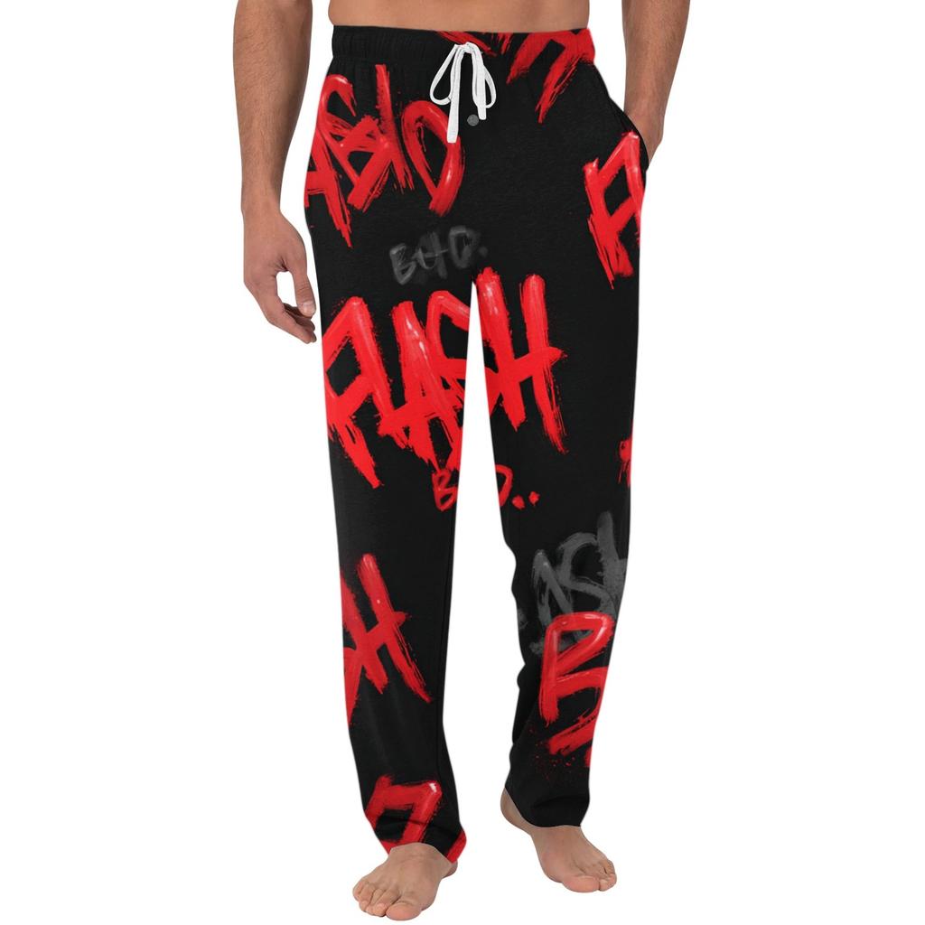 Men's Halloween Printed Drawstring Pocket Lounge Pants Pumpkin Pattern Casual Home Sleepwear Trousers for Men