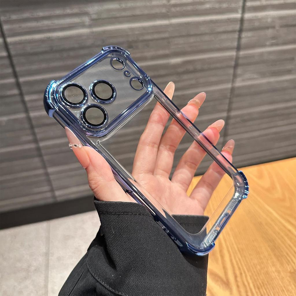 Luxury Plating Clear Shockproof Phone Case For iPhone 17 Air 17 Pro 16 15 14 13 12 11 17Pro Max Plus Anti-drop Bumper Cover