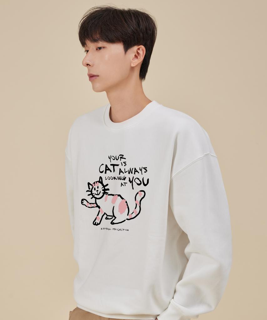 ASTRAL PROJECTION Doodlecat Loose Fit Sweatshirt_White