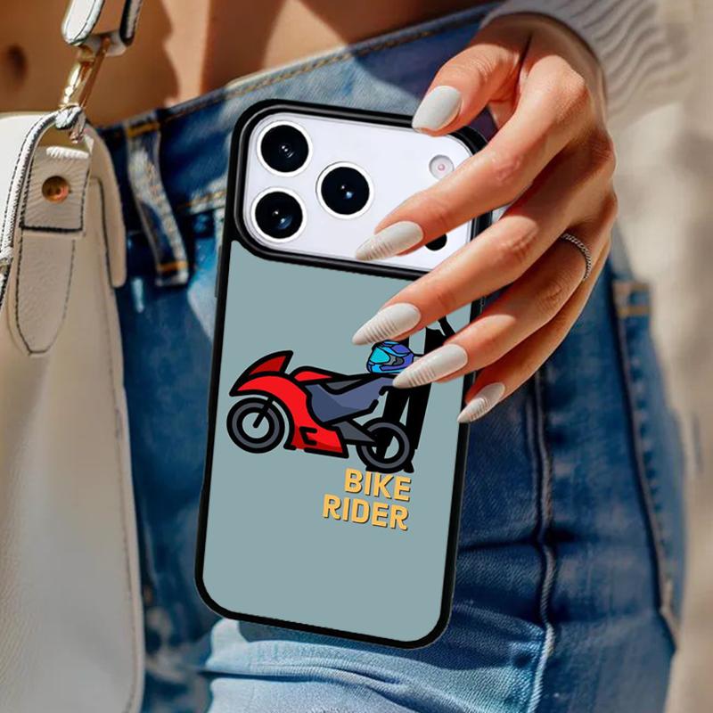 Cartoon Motorcycle Phone Case For iPhone 17 Air 14 15 13 12 Max Cover For Apple 14 15 16 16e 11 Pro Max Plus Coque