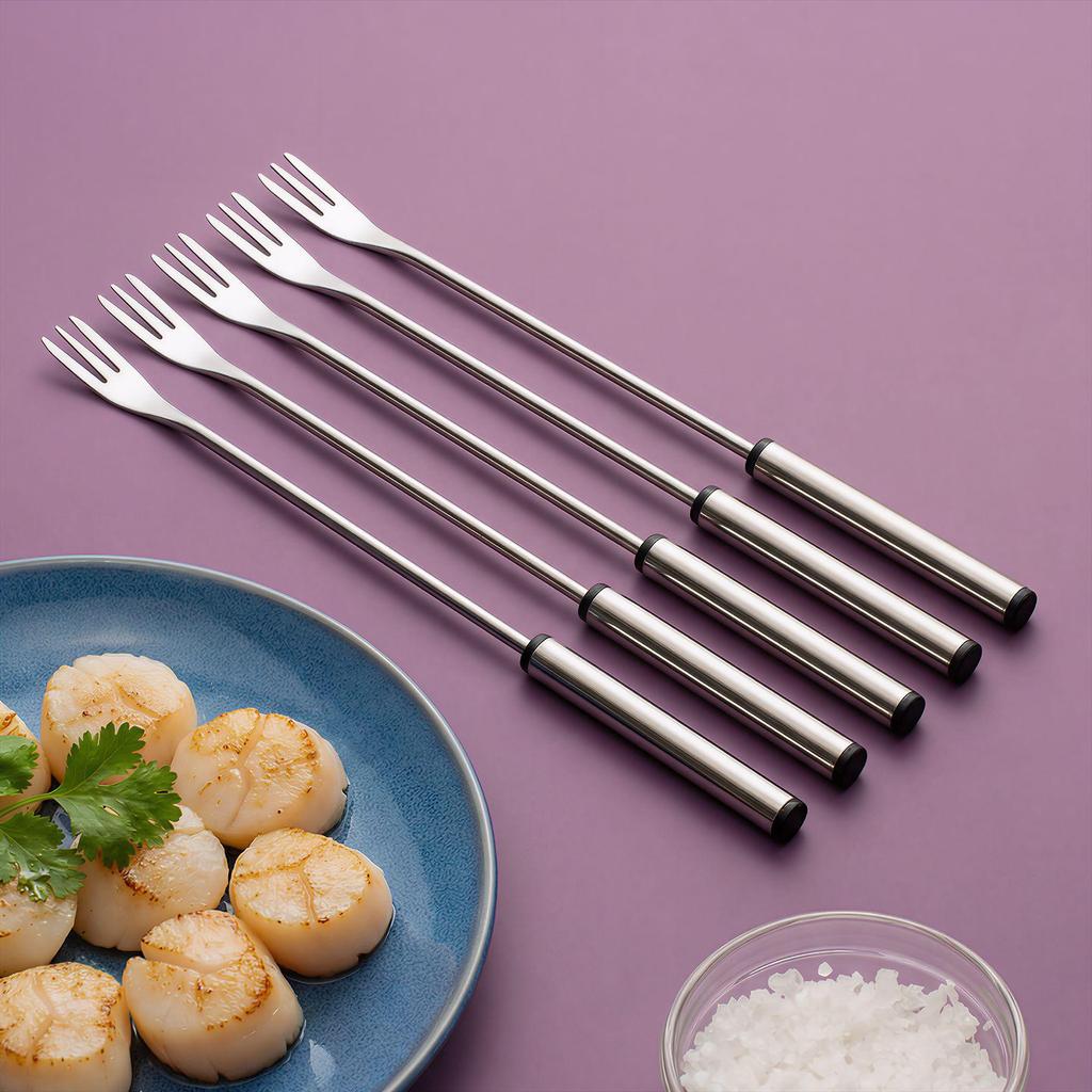 In-Stock Stainless Steel Six-Piece Fruit, Dessert, Hot Pot, Cheese, Chocolate Fork Set