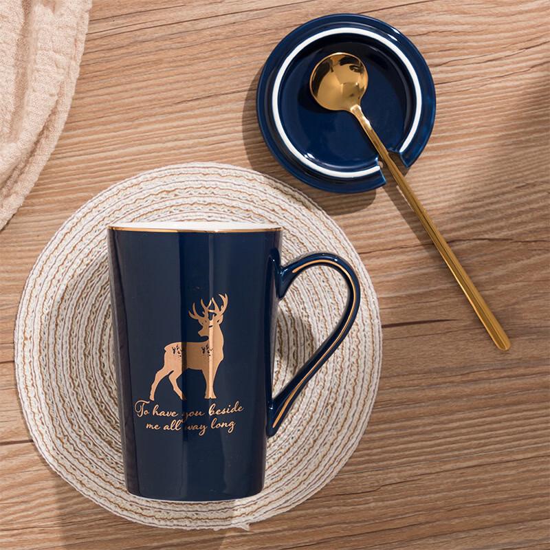 

Shangqi Gold Rim Blue Elk Ceramic Mug Set