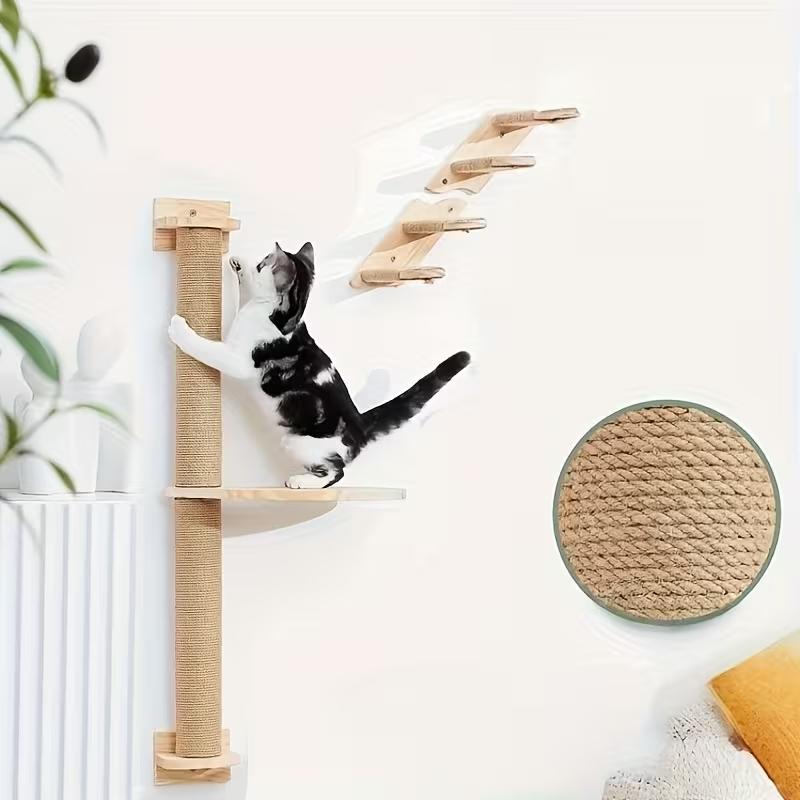 1pc wall-mounted cat scratching post with platform, practical climbing scratching post suitable for indoor cats