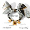 Stainless Steel Heart Pendant Jewelry Set with Tiger's Eye Vintage Necklace and Ribbon Chain Bracelet