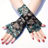 1 Pair Nanatongxue Women's Fashion Lace Half Finger Gloves - Rose Pattern, Elasticity Fit, Sun Protection, Casual Weekend Wear