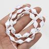 1String, White Rhombus Pearl 8×12mm, Fashion Women Natural Freshwater Pearl Beads for Jewelry Making DIY Crafts, Luxury Bulk Gifts 36cm