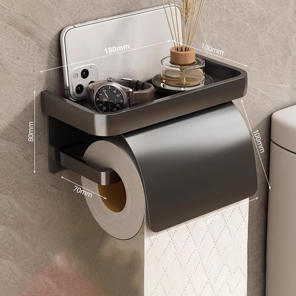 Neuer Aluminium-Toilettenpapierhalter Wandmontiert Lochfrei Rollenpapierhalter Ständer Aufbewahrung Toilettenpapierbox Badezimmerzubehör