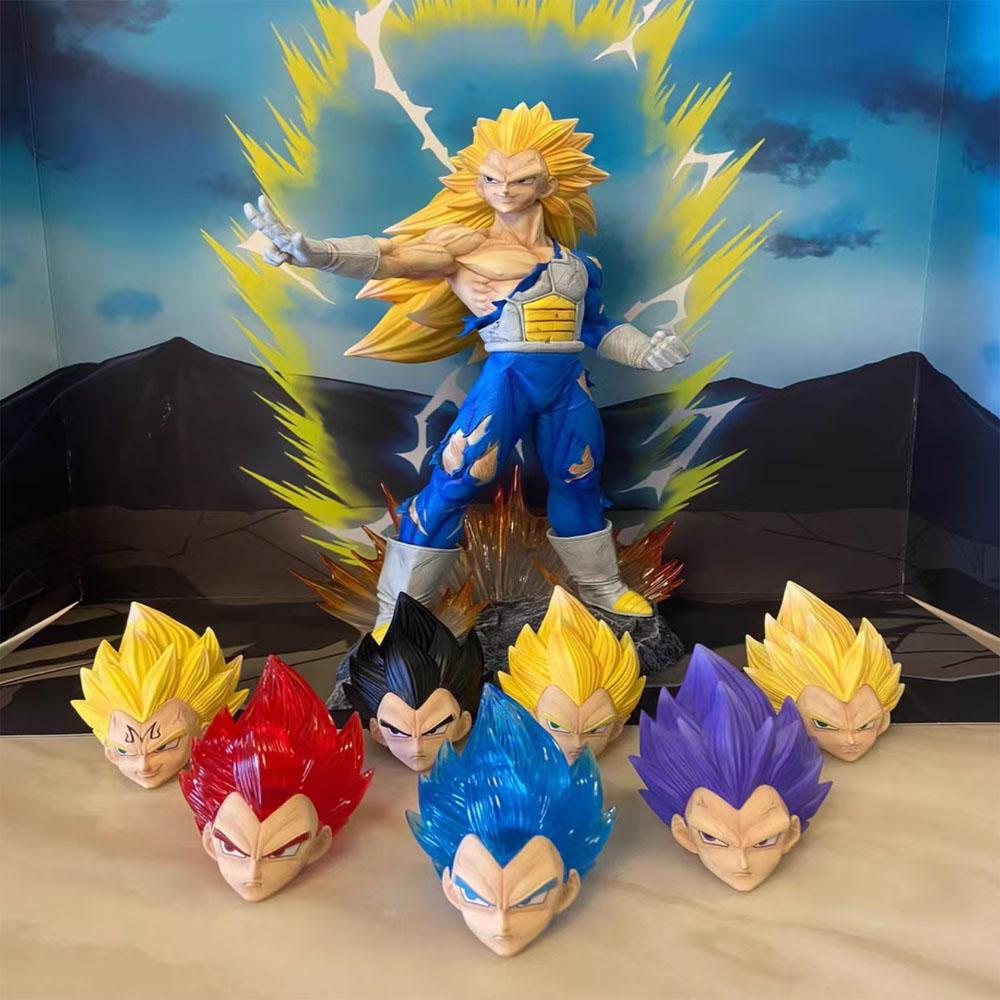 Anime Dragon Ball Z 28cm Figure Eight Heads Vegeta Figure Super Saiyan Statue PVC Collectible Model Toy Desktop Decoration Gifts