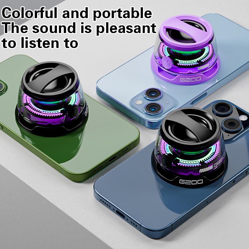 Outdoor Magnetic Bluetooth Speaker Wireless Portable Mini Travel Stereo Speaker With Rgb Color Light And Phone Holder For Ios