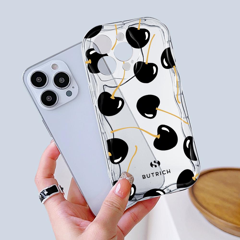 Cartoon Pattern Cream Texture Casing Wavy Edge Soft Silicone Cover Phone Case for IPhone Samsung Huawei Honor Xiaomi Redmi OPPO Realme Vivo Infinix