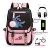 Σακίδιο Stitch για Φοιτητές Χαριτωμένη Τσάντα Laptop με Κινούμενα Σχέδια και Θύρα USB Μοντέρνο Στυλ