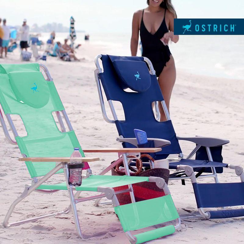 3-in-1 Padded Beach Chair w/ Face Cushion Arm Holes Folding Recliner Adjustable Backrest Footrest Cup Holder Side , Customized