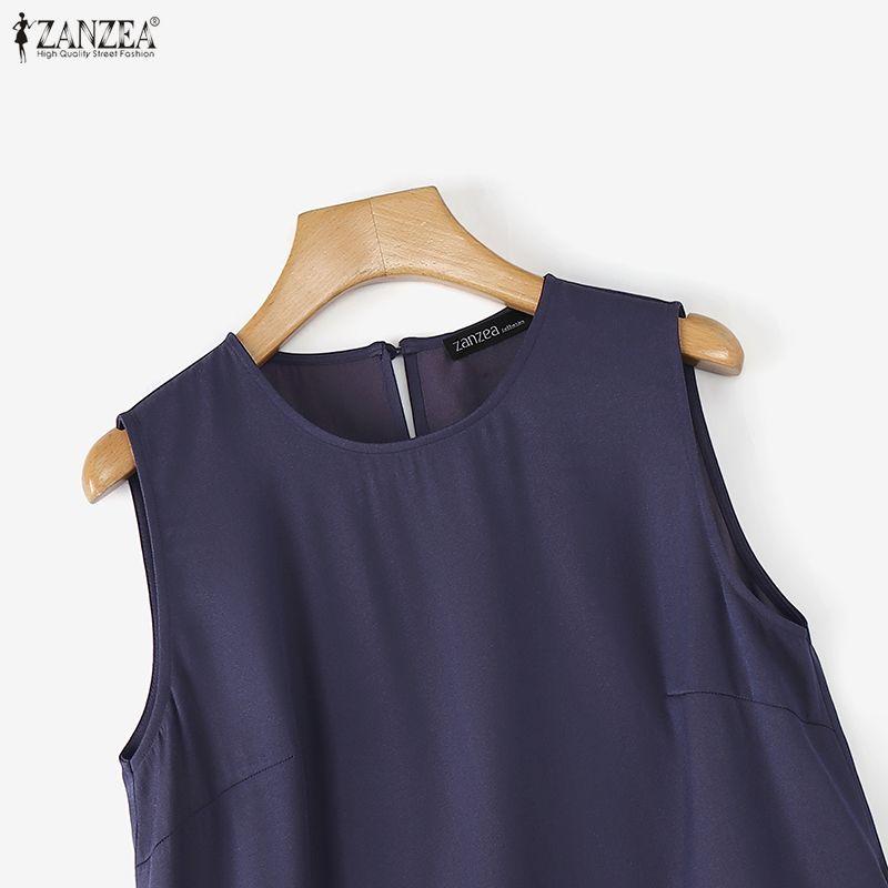 ZANZEA Women Casual Round Neck Summer Sleeveless Tank Tops