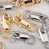 Gold Color Brass 5pcs Lobster Clasp with 10Pcs Open Jump Rings DIY Findings Kits Connector for Bracelet Jewelry Making Wholesale