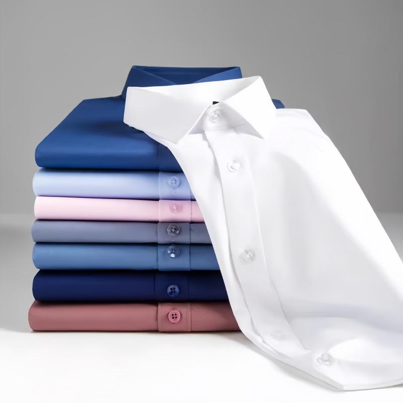 New Anti-Wrinkle Mens Shirts Long Sleeve Dress Shirt For Slim Fit Camisa Social Business Blouse Formal White Blue Shirt 5XL 6XL