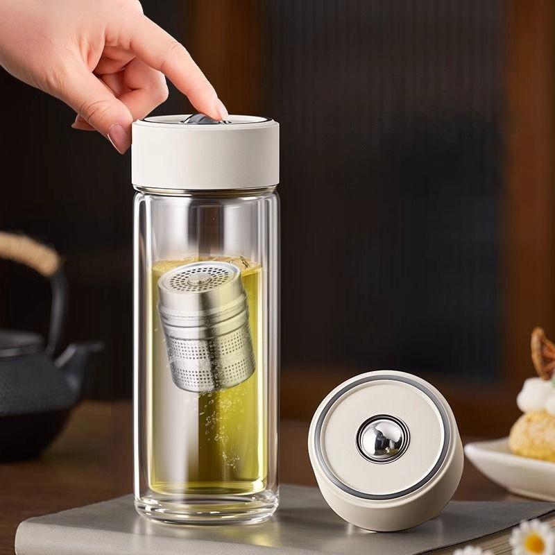 High Appearance Level Magnetic Tea Separation Cup  New Men's Office Double Glass Water Cup Magnetic Bomb Tea Cup