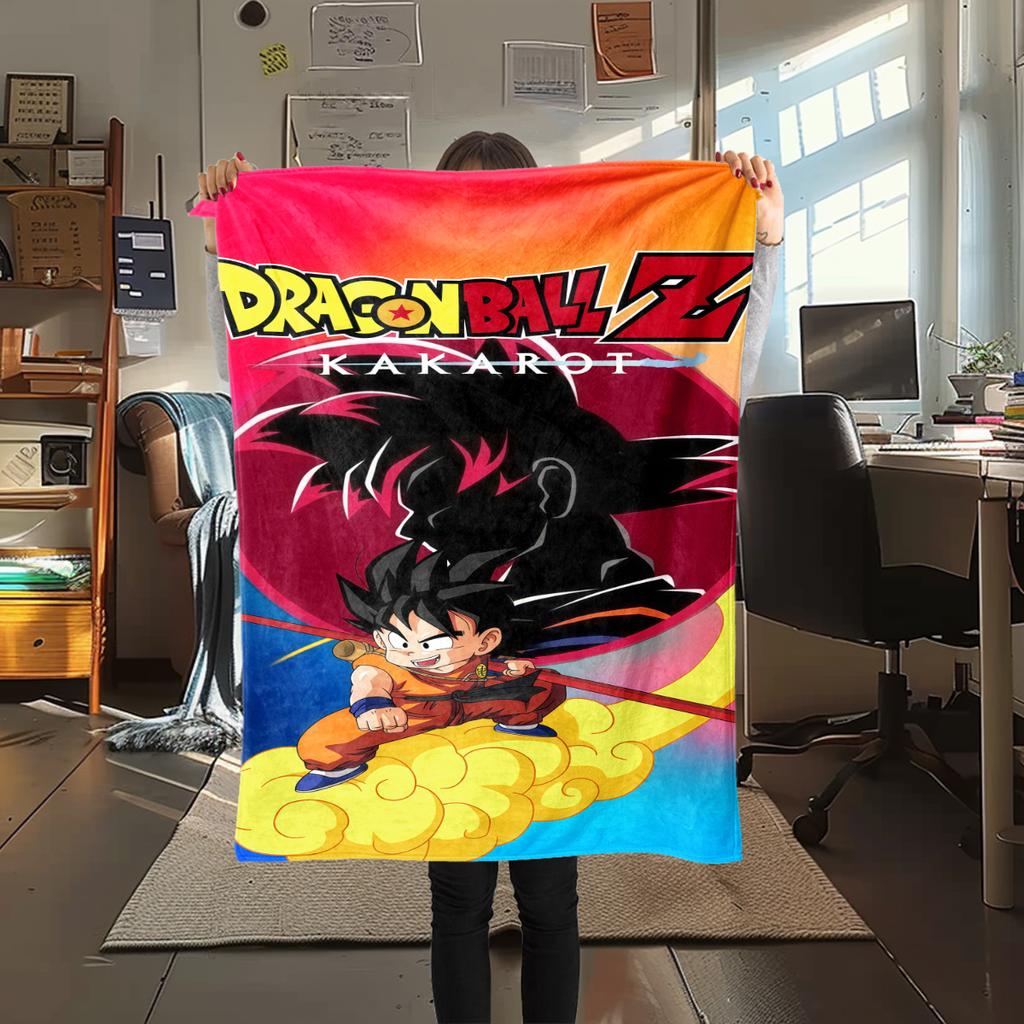 1 Stück Son Goku Druck Flanelldecke, Hohe Qualität für alle Jahreszeiten, Heimdekoration, Wärme und Komfort, Perfekt für Weihnachtsgeschenke