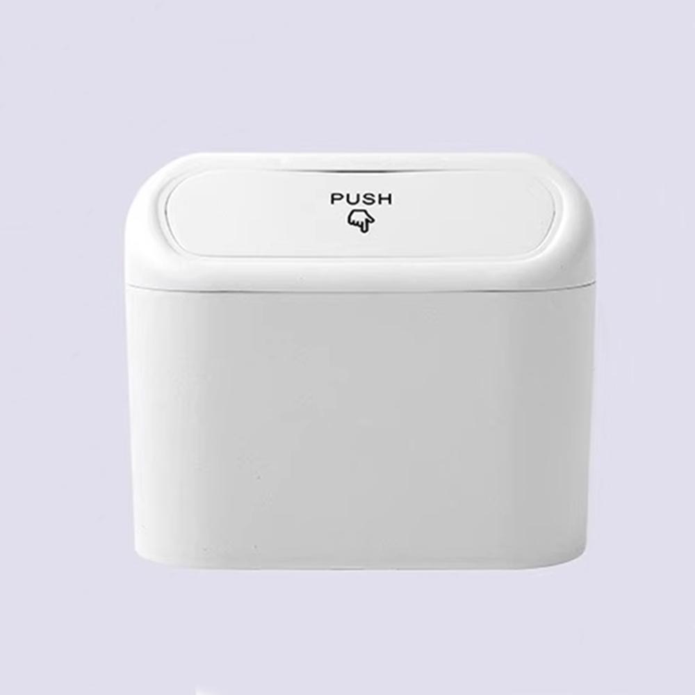Push Lid Hanging Car Trash Can Square Portable Vehicle Waste Bin Storage Organizer Black White Pink Car Interior Garbage Holder