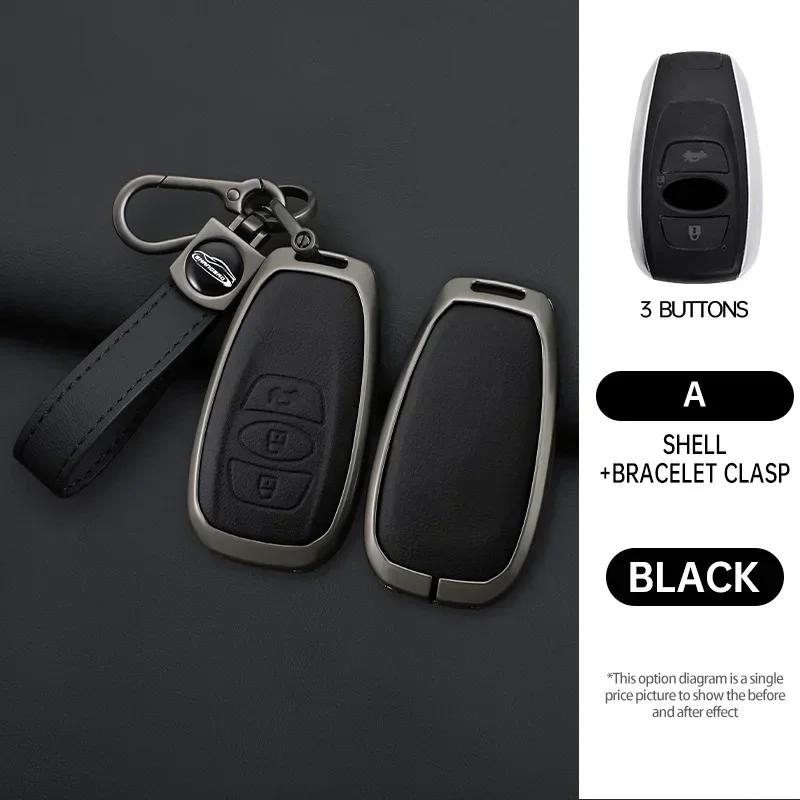 Interior Mouldings Zinc Alloy Leather Car Key Case Cover For Subaru BRZ STI XV SV Forester Legacy Outback Crosstrek Impreza WRX