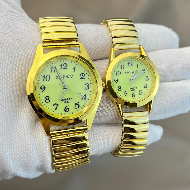 Casual Digital Luminous Elderly Watch Simple Quartz Watch Elastic Band Elastic Band Couple Watch