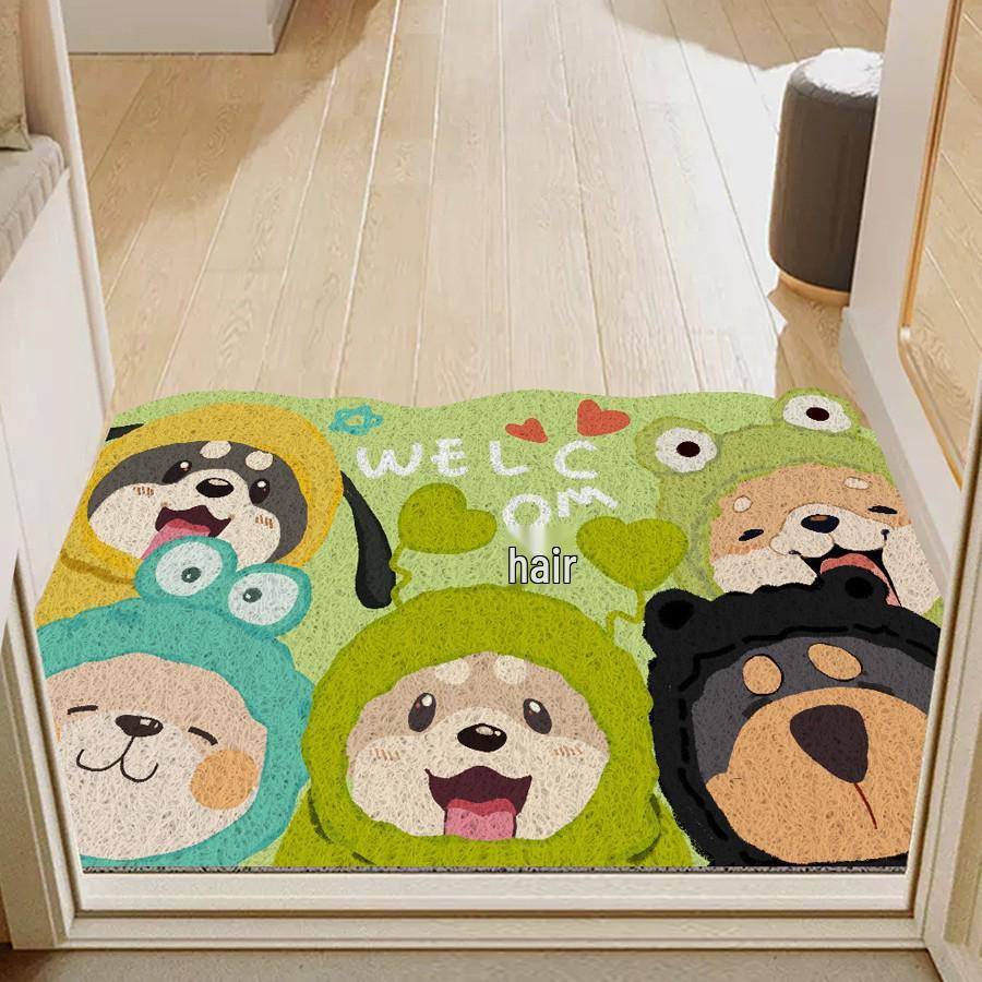 Non-slip Cartoon Welcome Mat - Mud & Dust Removal, Cuttable Entrance Mat for Hallway