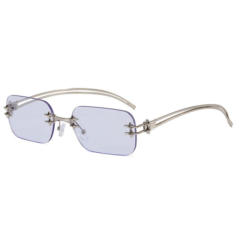 GM metal rimless glasses Y2K Spice Girl concave flat glasses nerd water silver sunglasses 8027 batches