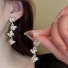 Silver Needle Diamond Water Drop Tassel Earrings - Elegant Court Style, Versatile & Luxurious Design.