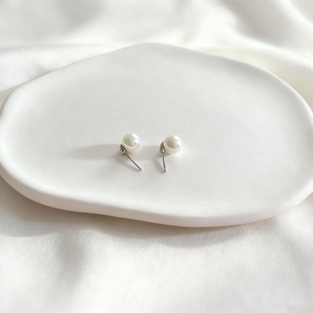 Hypoallergene S925 Sterling Silber Nadel Weißkupfer Shi Jia Perlen Ohrstecker für Damen