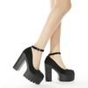 Primavera otoño zapatos de plataforma sexis para mujer zapatos de tacón alto grueso zapatos de plataforma de gamuza con suela de goma negra para mujer