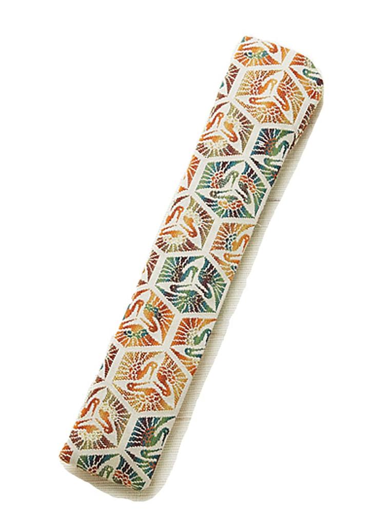 Folding Fan Pure Made In Japan and Tortoise Shell Nishijin-ori Pouch, 22cm, Silk, Women's, Kyoto, (Crane Design)