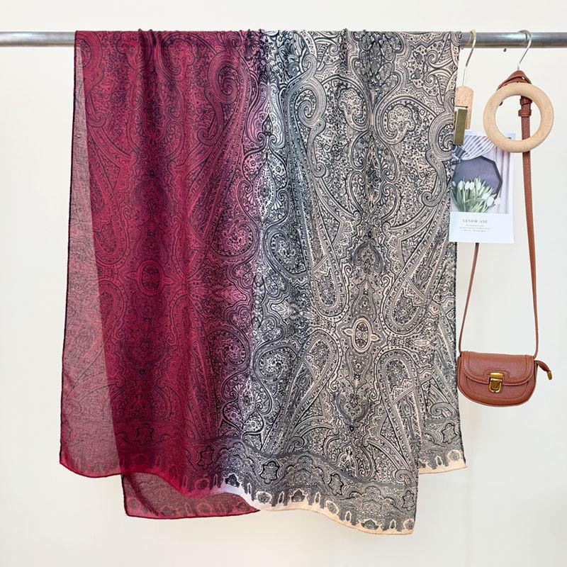 New Cashew Print Korean Scarf for Women's Outer Wear Decoration Travel Sun Protection Gradient Long Scarf Ethnic Style Beach Towel