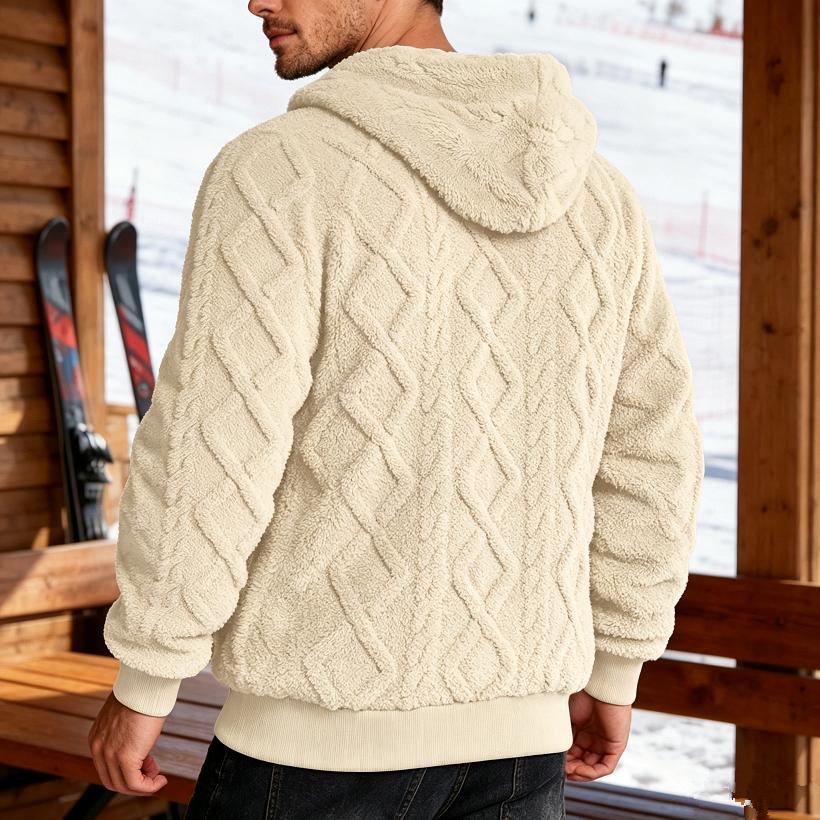 Felpa con cappuccio da uomo in pile per autunno inverno con coulisse, polsini a costine, manica lunga, pullover caldo, tinta unita, casual quotidiano, vestibilità ampia, felpa outerwear