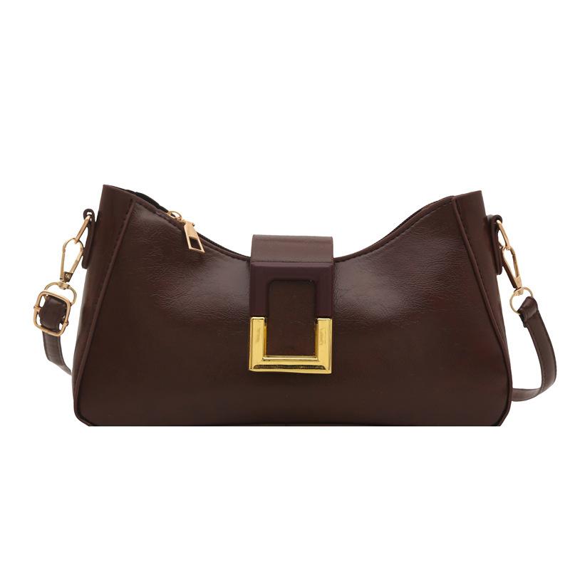 Trend Texture Fashionable New Personality Fashionable Simple Solid Color Crossbody Shoulder Bag Buckle Armpit Bag