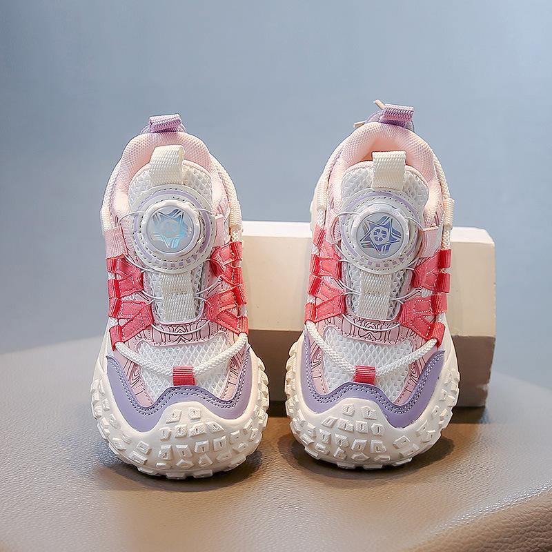 Children's Sports Shoes Girls Shoes Autumn New Girls Casual Soft-soled Dad Shoes Breathable Running Buttons
