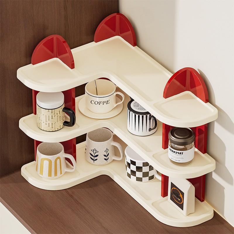 Modern Minimalist ABS Cup Organizer Rack Kitchen Desk Corner Storage 3-Tier Multi-Use Drinkware Holder