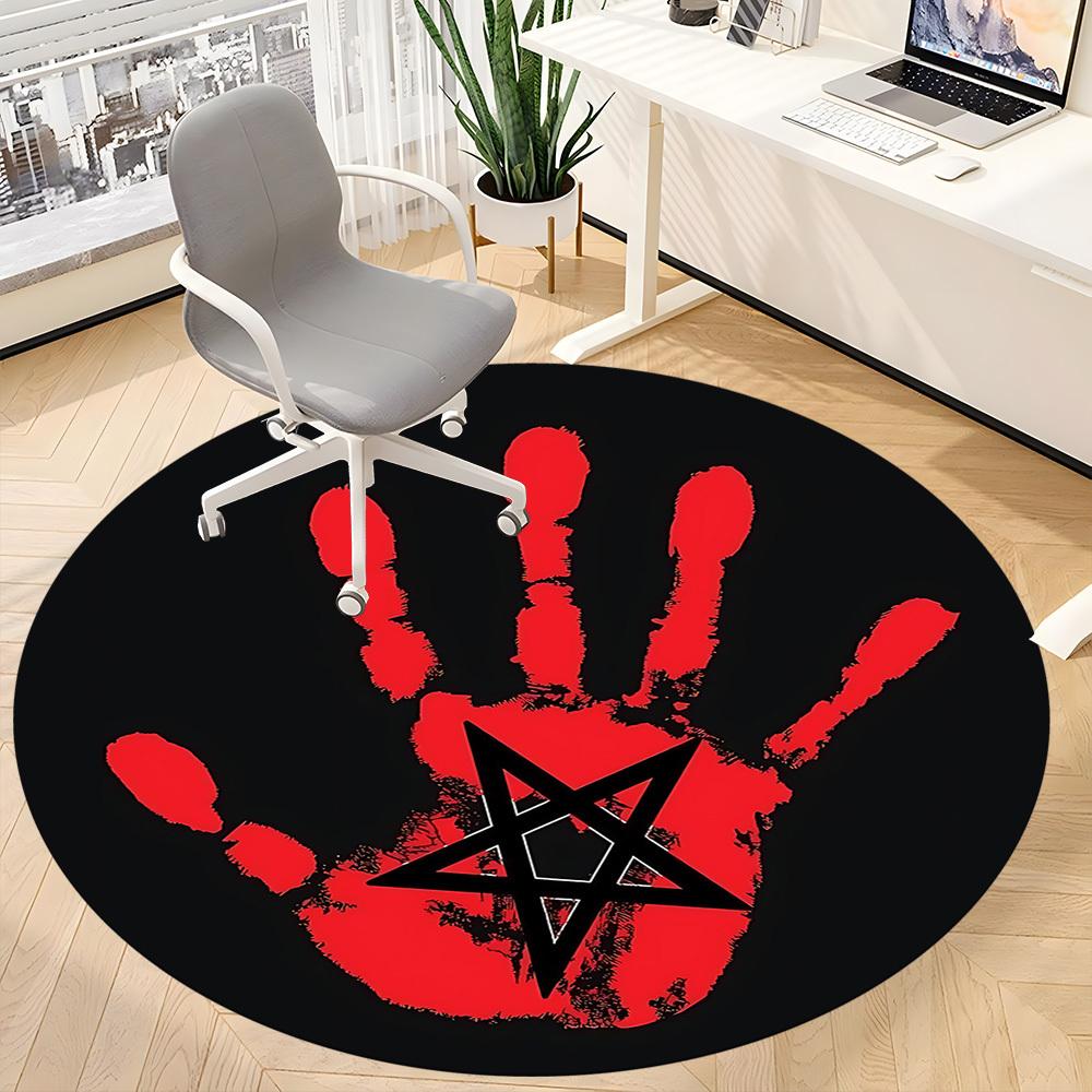 1pc Blood Handprint Office Round Area Rug, Under Office Chairs Bedroom Living Room Home Decor, Room Deco, Available in Various Sizes
