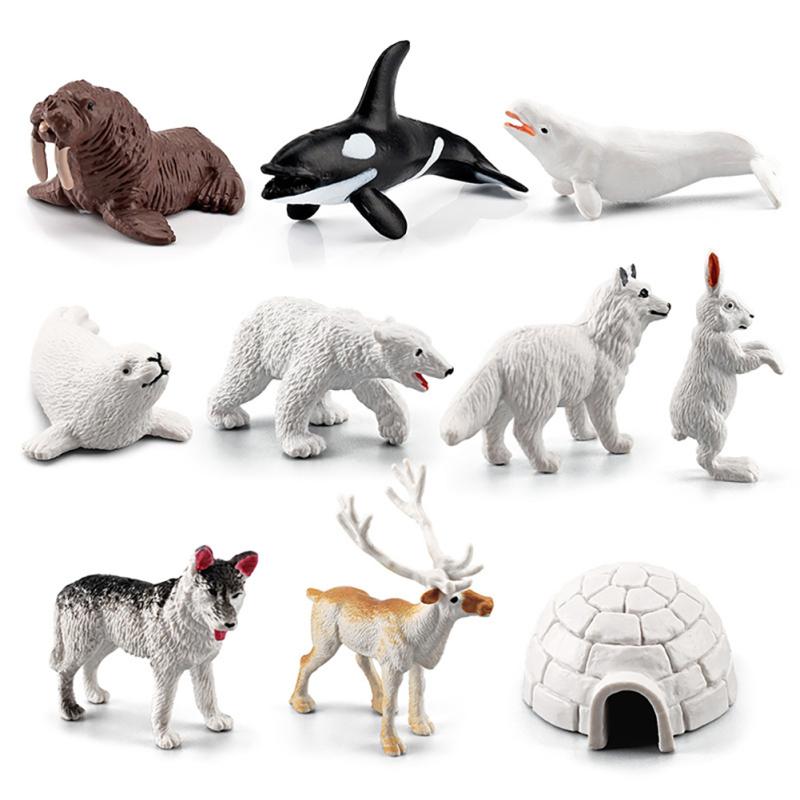 10 Pcs Arctic Animals Figurines Simulation Miniture Animals Models Kit Children Early Learning Tools
